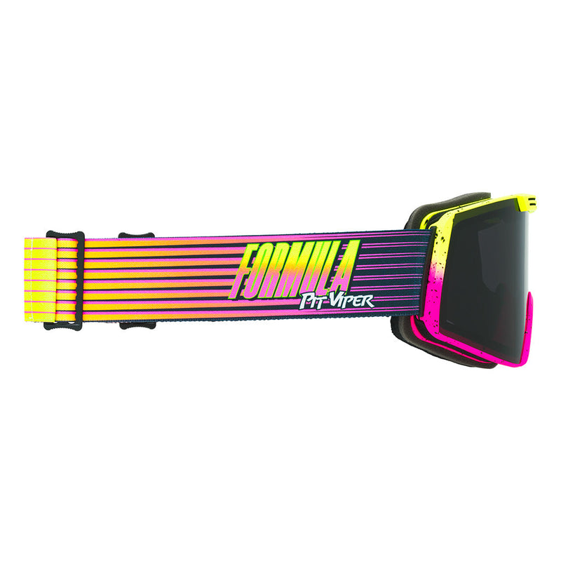 Smoke / Small | even_more_side_view.JPG | Angled view of The Formula Backslap Goggle with smoke / small lens on white background