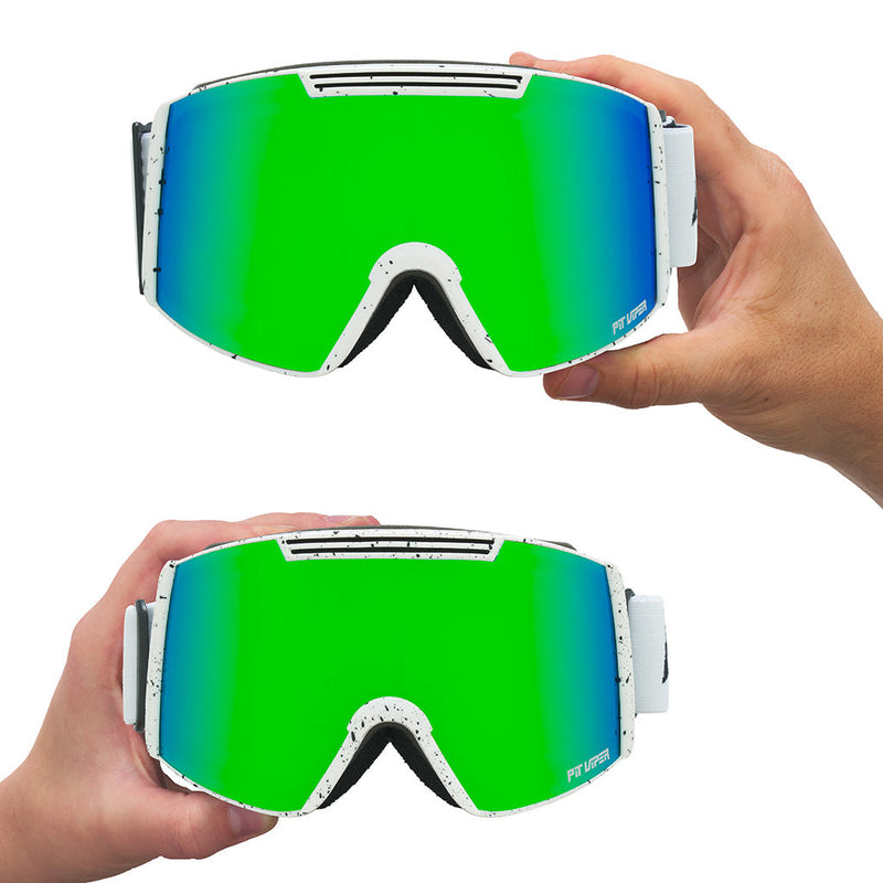 Blue-Green / Small | large_&_small.JPG | Studio view of The Miami Nights Backslap Goggle with blue-green / small lens