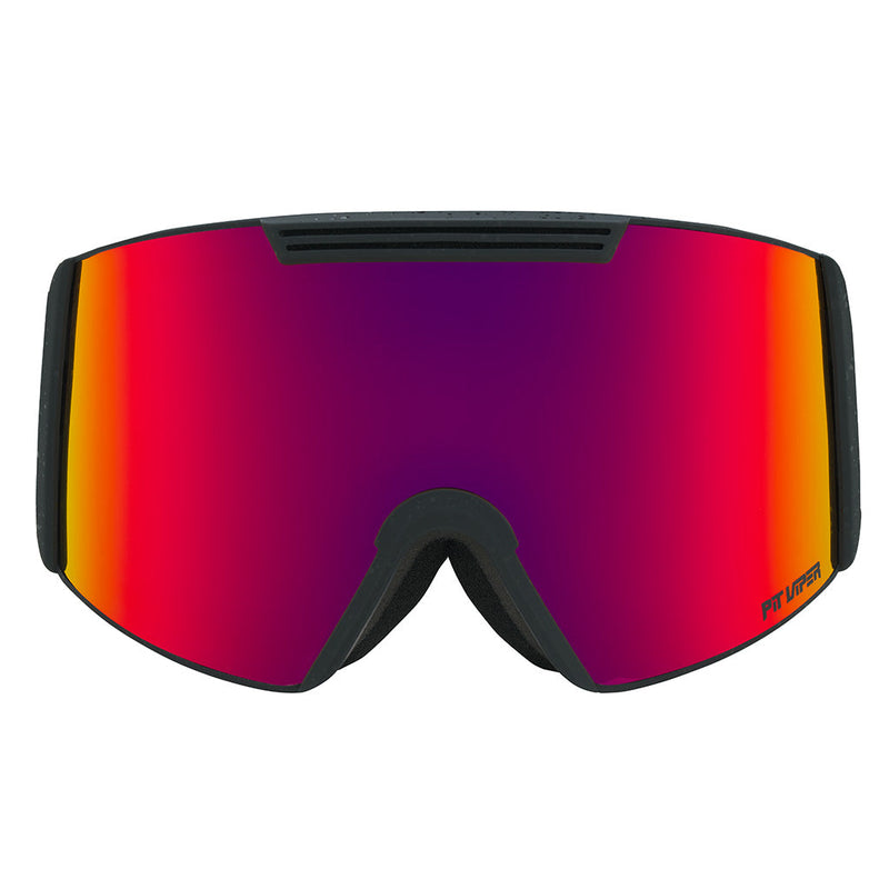 Red / Small | full_frontal.JPG | Front view of The Power Surge Backslap Goggle with red / small lens on white background