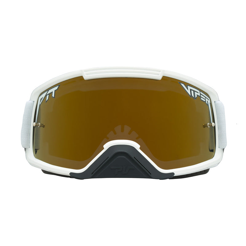 Gold / Small | full_frontal.JPG | Front view of The Miami Nights Brapstrap Goggle with gold / small lens on white background