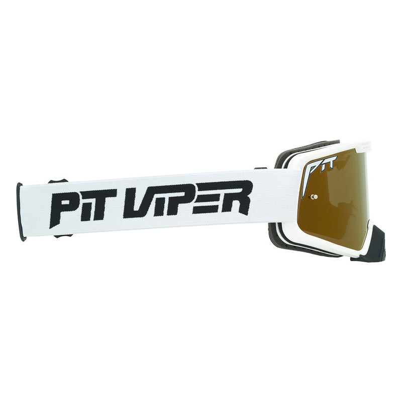 Gold / Small | even_more_side_view.JPG | Angled view of The Miami Nights Brapstrap Goggle with gold / small lens on white background