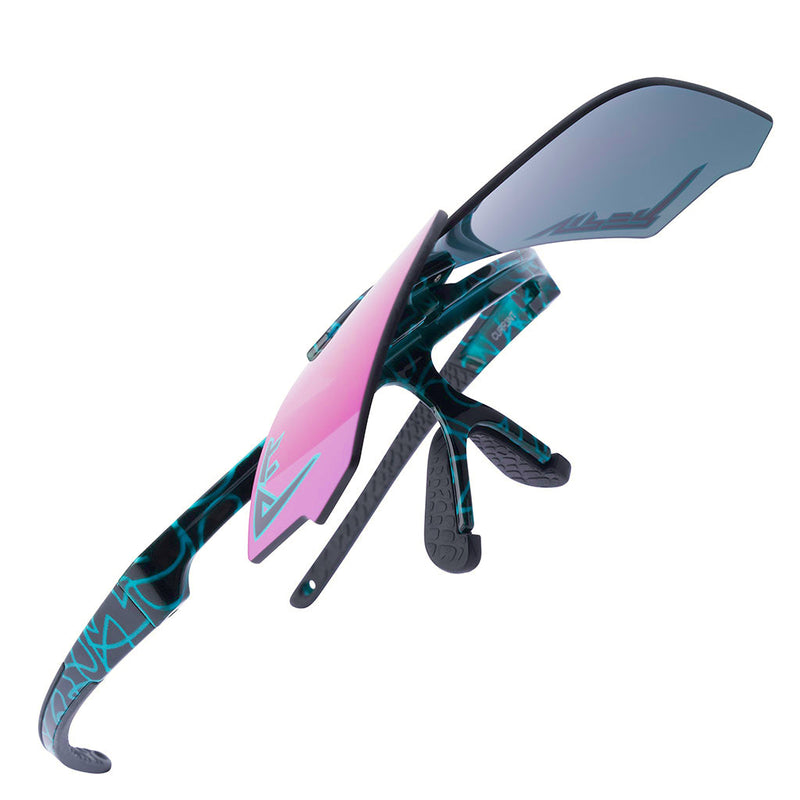 Pink-Purple / Regular | open_sesame.JPG | Studio view of The Voltage Flip-Offs 2.0 with pink-purple / regular lens