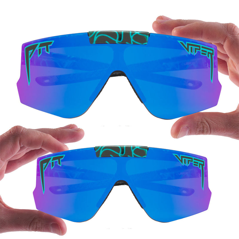 Pink-Purple / Regular | there_are_2_sizes.JPG | Studio view of The Voltage Flip-Offs 2.0 with pink-purple / regular lens