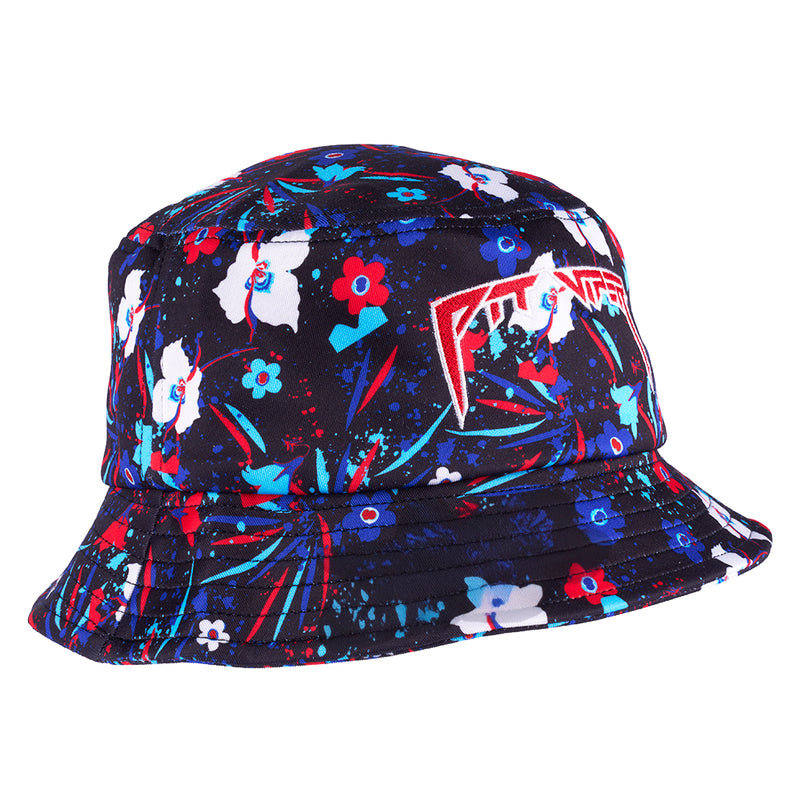 | side_view.jpg | Colorful bucket hat with floral and abstract designs on a white background