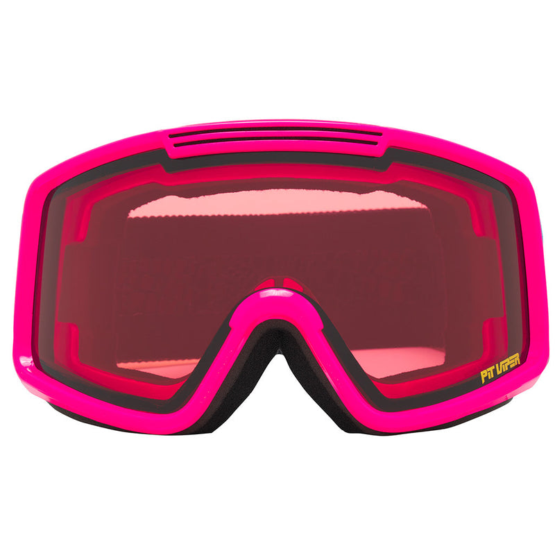 Rose / Small | full_frontal.JPG | Front view of The Party Mountain French Fry Goggle with rose / small lens on white background
