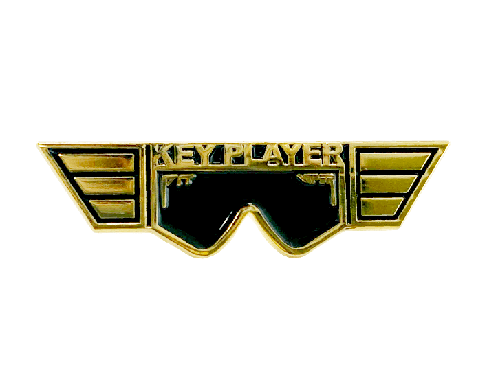  | front_view.JPG | Front view of Underground Key Player Pin on white background