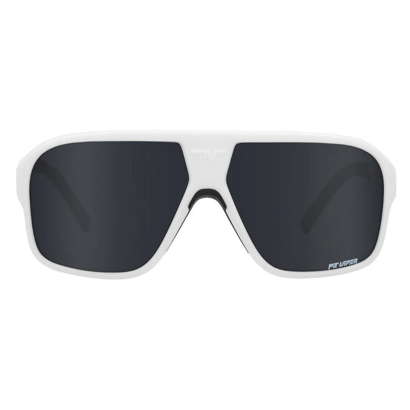/ Polarized Smoke | full_frontal.JPG | Front view of The Miami Nights Flight Optics with polarized smoke lens on white background