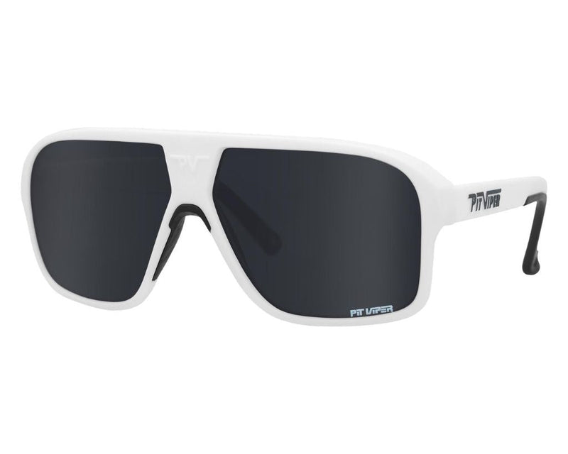 / Polarized Smoke | side_view.JPG | Angled view of The Miami Nights Flight Optics with polarized smoke lens on white background
