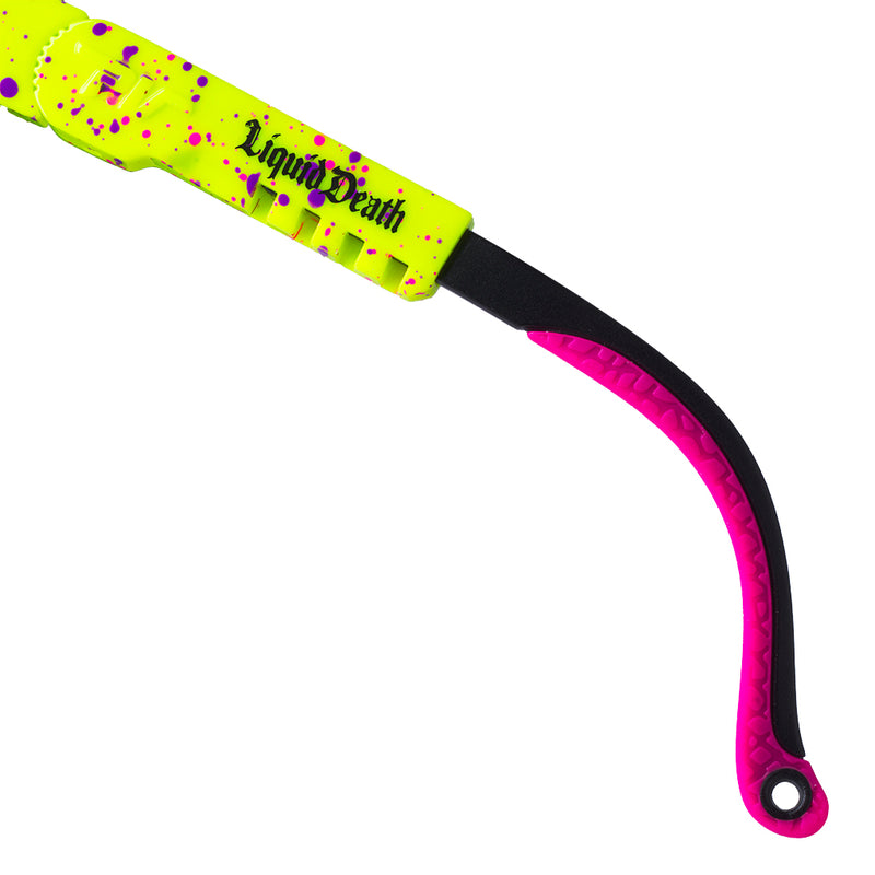 Rainbow / Regular | wow_its_an_earpiece.JPG | Close-up detail view of Sunglasses For Dead People Original 2.0 with Rainbow lens