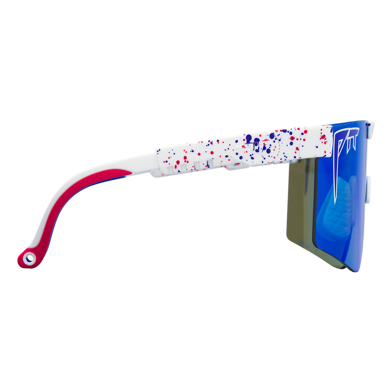 HDPV Polarized Blue / Regular | even_more_side_view.JPG | Angled view of The Merika Original 2.0 with hdpv polarized blue / regular lens on white background