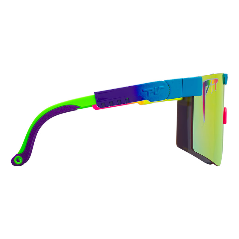 HDPV Polarized Rainbow / Regular | even_more_side_view.JPG | Angled view of The Pride Original 2.0 with hdpv polarized rainbow / regular lens on white background