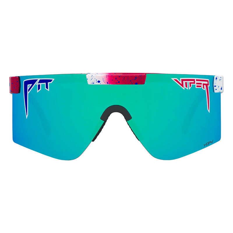 HDPV Polarized Blue / Wide | full_frontal.JPG | Front view of The Firecracker Original 2.0 in wide fit with hdpv polarized blue lens on white background