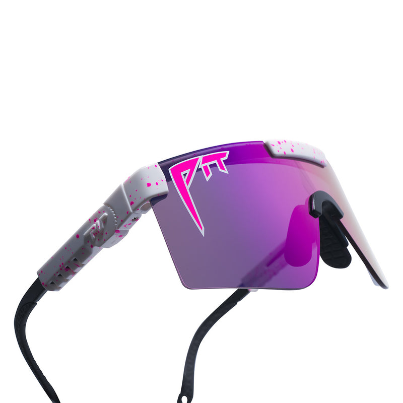 HDPV Polarized Pink-Purple / Wide | im_ready_for_my_closeup.JPG | Angled view of The LA Brights Original 2.0 in wide fit with hdpv polarized pink-purple lens on white background