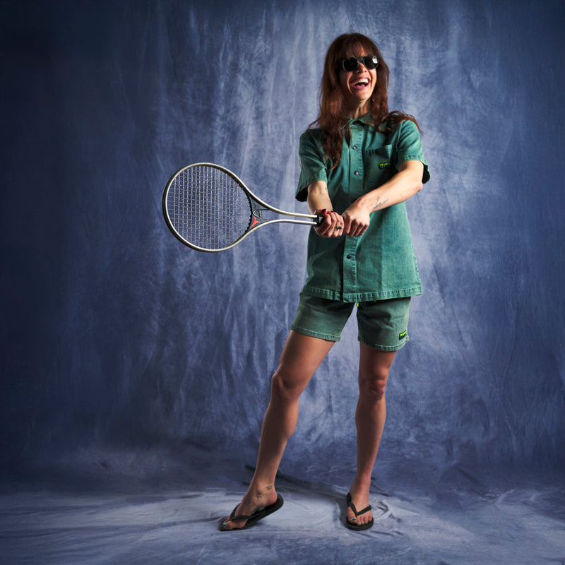  | tennis_anyone?.JPG | The Rec Center Sport Denim Short Sleeve shirt, button down, stretchy shirt from Pit Viper
