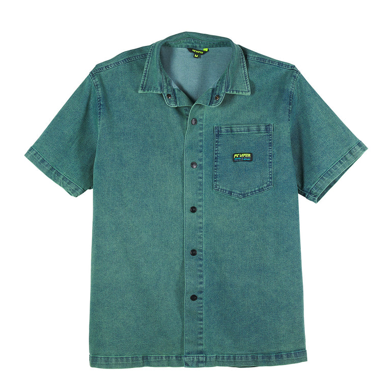 | full_frontal.JPG | The Rec Center Sport Denim Short Sleeve shirt, button down, stretchy shirt from Pit Viper