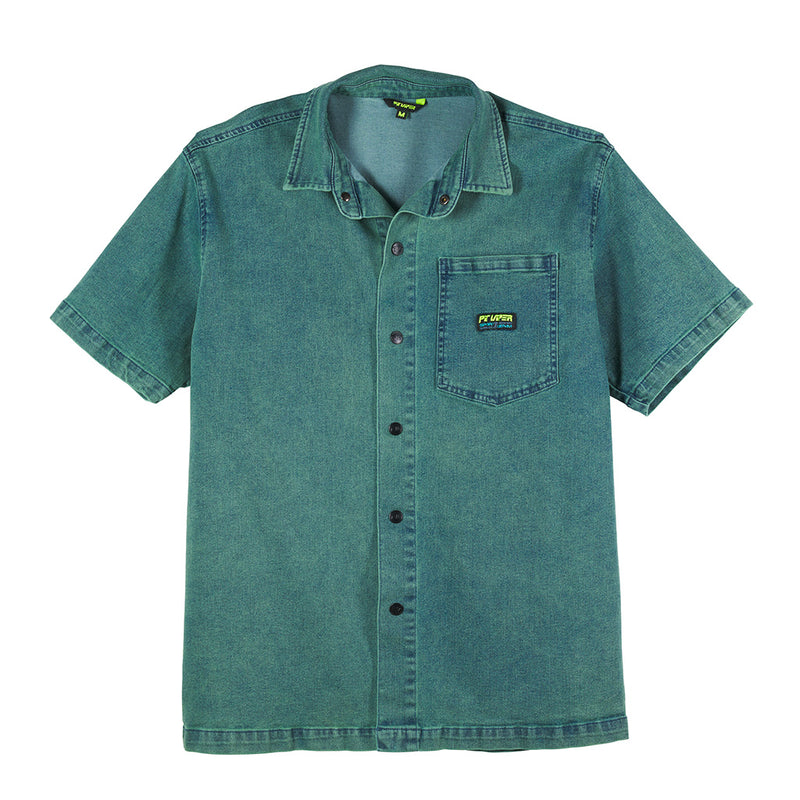  | full_frontal.JPG | The Rec Center Sport Denim Short Sleeve shirt, button down, stretchy shirt from Pit Viper