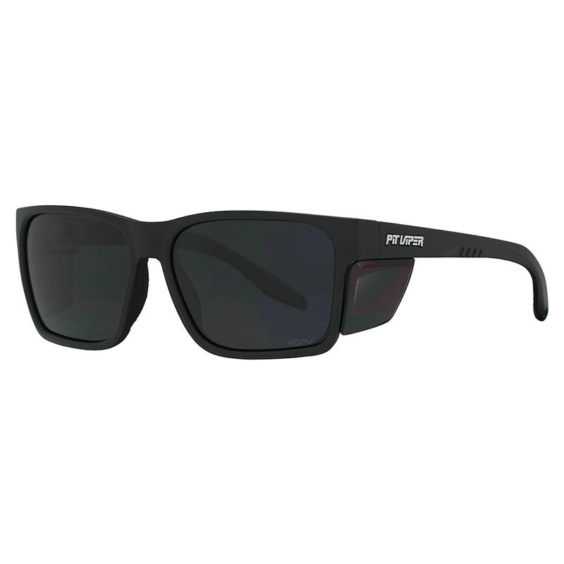 / Z87+ HDPV Polarized Smoke | side_view.jpg | Angled view of The Exec Revlock with z87+ hdpv polarized smoke lens on white background