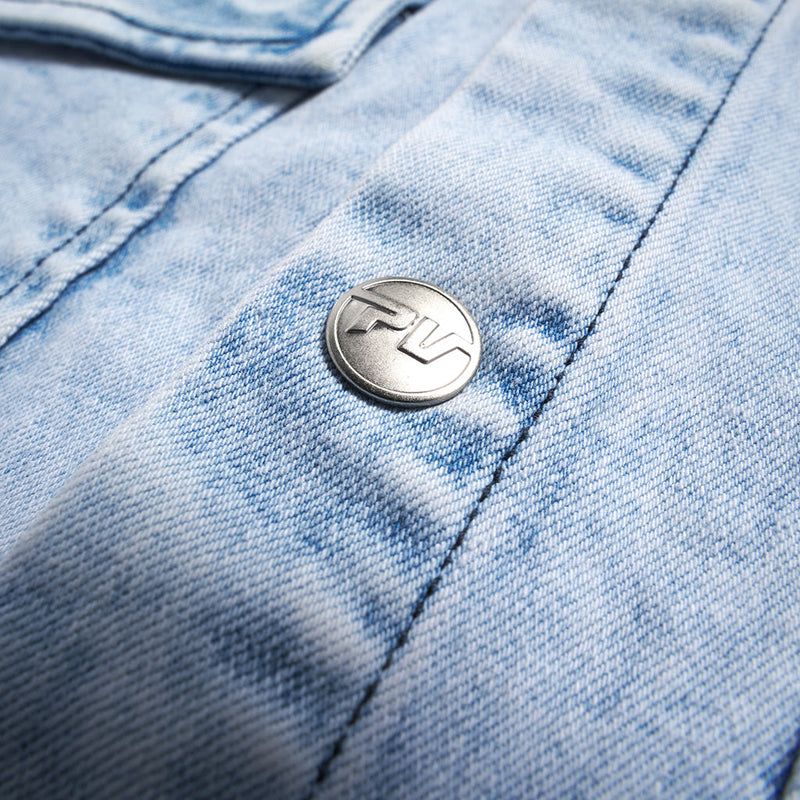  | button.JPG | Close-up detail view of The Surge Matrix Sport Denim Button Down