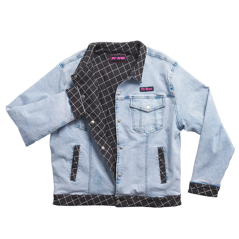  | full_frontal.JPG | Front view of The Surge Matrix Sport Denim Reversible Jacket on white background