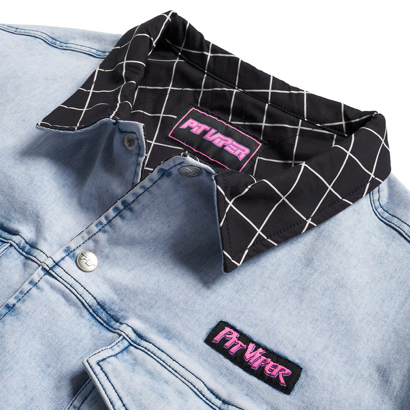  | im_detail_oriented.JPG | Close-up detail view of The Surge Matrix Sport Denim Reversible Jacket