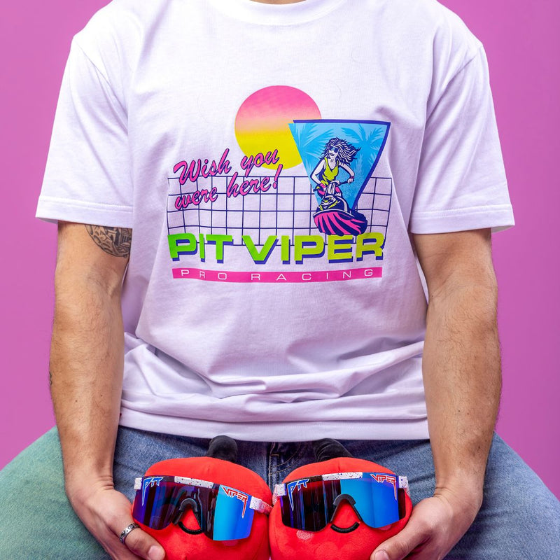  | AHHH.JPG | Angled view of Wish You Were Here Tee on white background