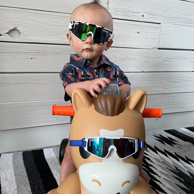 / Blue-Green | beep.JPG | Person wearing The Cowabunga Baby Vipes with Blue-Green lens