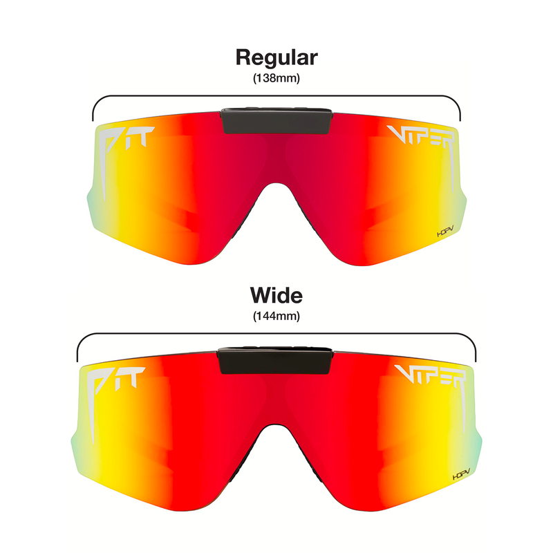 Gold / Regular | there_are_two_sizes.JPG | Front view of The Exec Flip-Offs 2.0 with Gold lens on white background