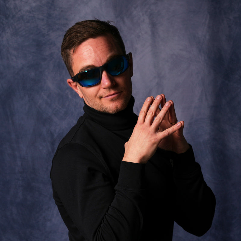 / HDPV Polarized Blue | photo_of_person_2.JPG | Person wearing The Exec Somox with HDPV Polarized Blue lens