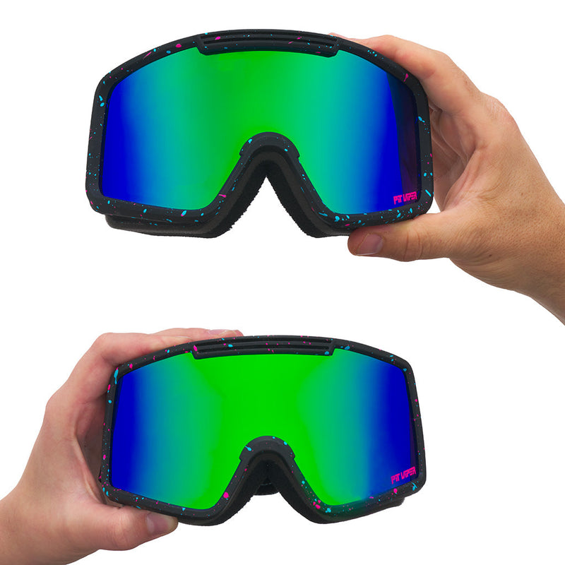 Blue-Green / Large | small_&_large.JPG | Close-up detail view of The Midnight French Fry Goggle with Blue-Green lens