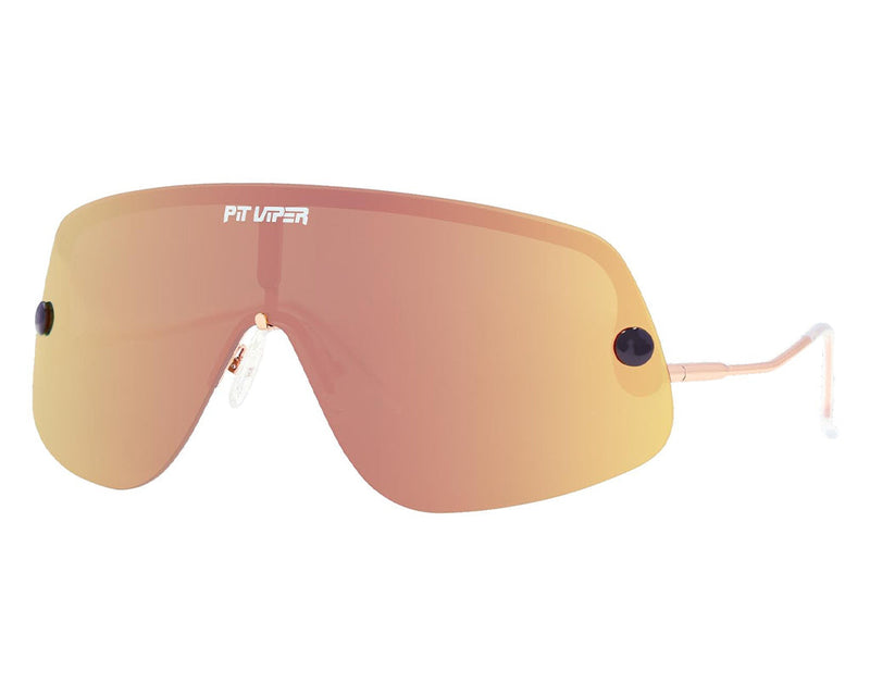 / Polarized Rose | side_view.JPG | Angled view of The Rosé Limousine with polarized rose lens on white background